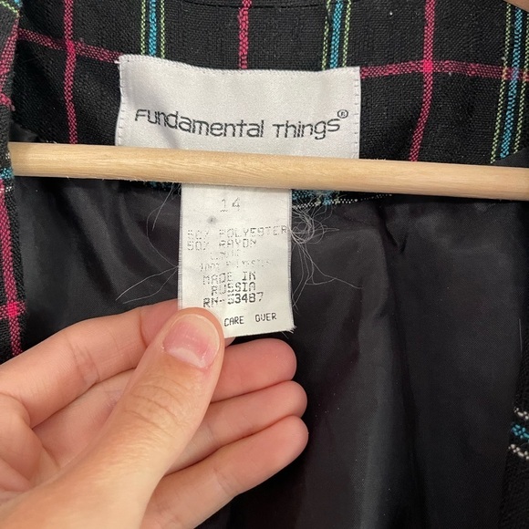 Fun Vintage 80s Era Fundamental Things Oversized Windowpane Blazer - 14 - Picture 3 of 4